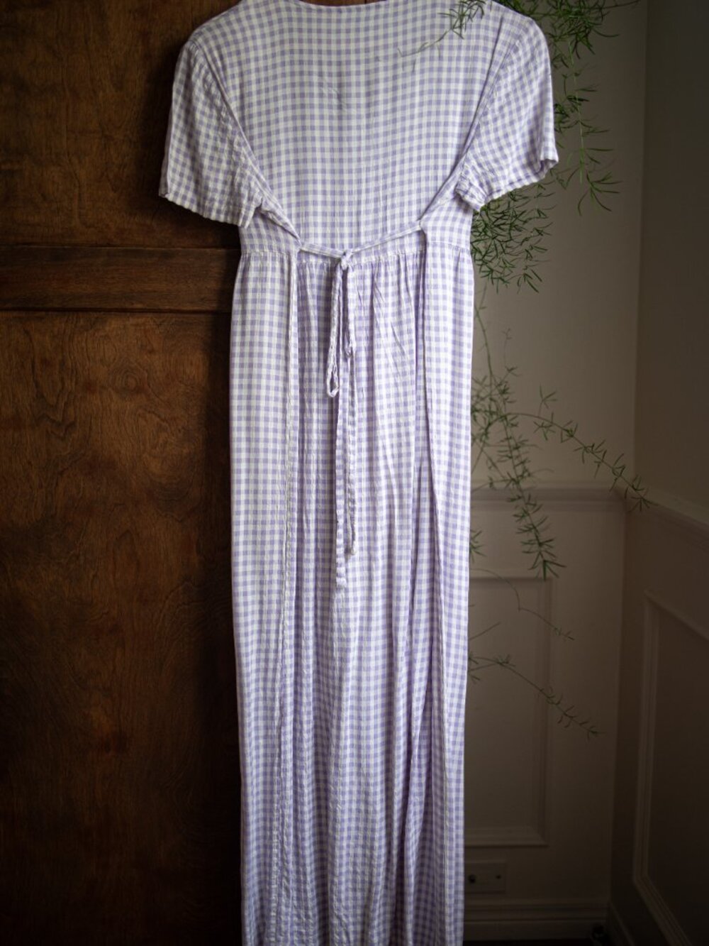 Vintage Lilac Gingham Maxi Dress Made in Canada - Picture 3 of 7